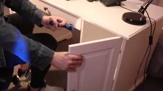 FAKEhub - Natural office mom sucks robber from under her desk before lifting her skirt for gigantic dick