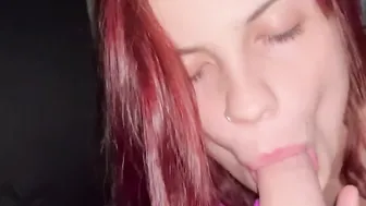 cougar blows huge penis while using vibrator