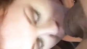 Young ginger with lip piercing getting banged doggy style on