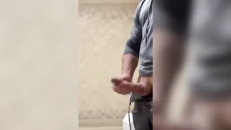 Jerk off into grocery store toilet