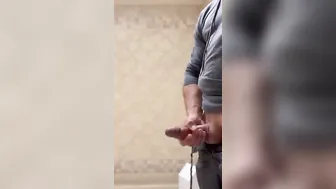 Jerk off into grocery store toilet