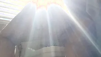 50s house ex-wife spitting on boobies and rubbing vagina 1 leg on bathroom