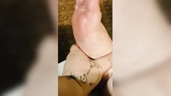 Small fat foot gets lotion