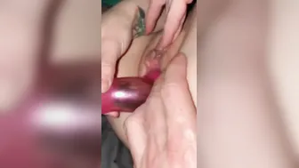 Ex-Wife takes double penetration from hubby  fingering and dildos her cunt