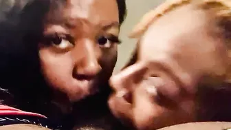 Two heads one soft ebony dick