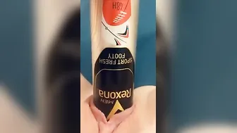 Fucking my tight cunt with a deodorant can part two