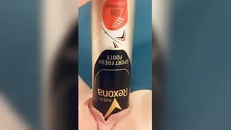 Fucking my tight cunt with a deodorant can part two