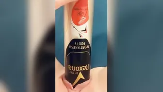 Fucking my tight cunt with a deodorant can part two