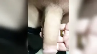 Semi erect thick white dick tease