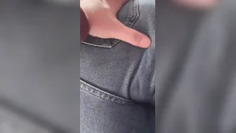 Fat Soft Butt Wifey Inside Jeans Touching and Squeezing