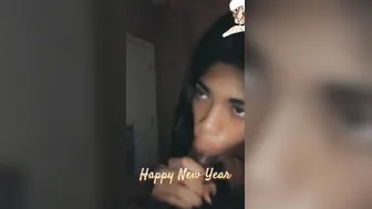 Lady Boy blowing big black cock on new years