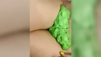 Green cotton candy