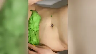 Green cotton candy