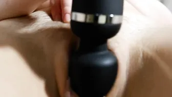 bimbos with gigantic eyes look at you while having fun with sex toy on her twat and jizzes rough