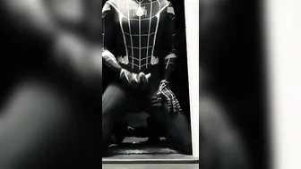 Dark Spider-Man grind his gigantic white cock after Gwen Stacy leaves