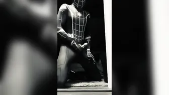 Dark Spider-Man grind his gigantic white cock after Gwen Stacy leaves