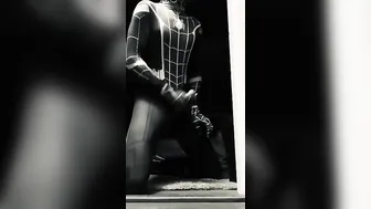 Dark Spider-Man grind his gigantic white cock after Gwen Stacy leaves