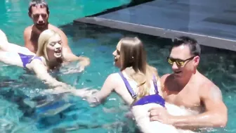 DaughterSwap3X.com - Even though goddess teen Katie Kush and Kenzie Madison make fun of their dorky stepdads while they splash