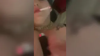 Smoking skank into panties