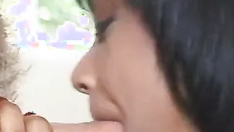 Black Chick porn video – Luxurious african cunt with mouth riding white penis on the billiard table