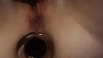 Wet cunt and glass buttplug