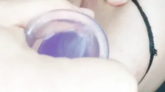 Fucks me with a toy before squirting