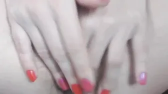 Unshaved vagina gaping close up having fun finger fuck with cunt lips
