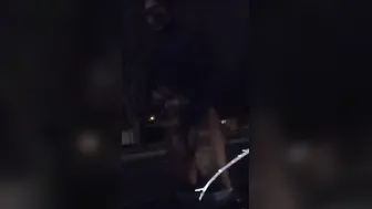 RISKY MASTURBATION INTO OUTDOORS SIDEWALK AT NIGHT
