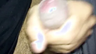 inked latino jerking off his gigantic latino penis inside outside