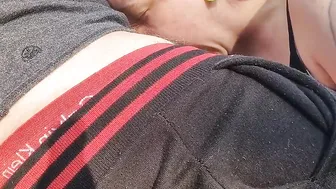 giving him a risky Fellatio inside Outdoor