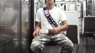 jerking inside subway