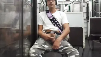jerking inside subway