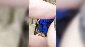 Barebacking twinkie inside the woods