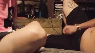 FIANCE SMOKING WHILE STROKING AN THROAT FUCKING MY DICK