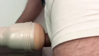 Solo Male Fleshlight cumming cummed groaning throbbing pulsating uncut dick