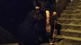 outside rimjob and sucking off by whore cougar wifey