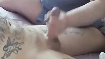 fat woman wakes me up by jerking off my dick