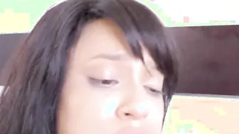Blackhair 19 year old inside fishnets deepthroats before anally rammed