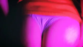 Adorable cunt with mouth inside short dress shows her juicy booty inside