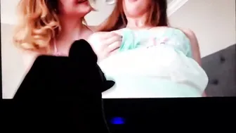 Jerking off to Danni Rivers and Rosalyn Sphinx Gigantic Cock point of view Groaning Creampie