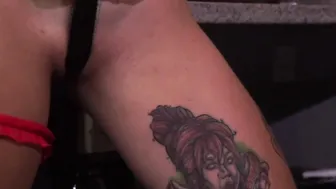 Gloves and a corset but no lingerie as she finger fucked her dripping cunt