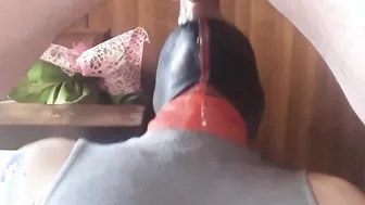 Im on my knees taking a huge penis down my throat gigantic facial and oral jizzed