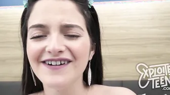 This adorable Jewish eighteen cocksucker is starring inside her first porn