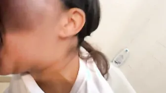 Unmasked cheating Hispanic mom eating penis into the bathroom
