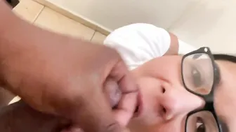 Unmasked cheating Hispanic mom eating penis into the bathroom