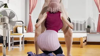 Sakura haruno Shippuden madure MILF with huge hooters swallows cum and POV cowgirl until her butt is fil