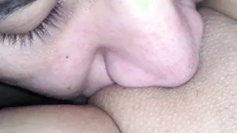 intense close up of my vagina eaten by my cuckold sub after i get jizzed by other man