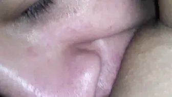 intense close up of my vagina eaten by my cuckold sub after i get jizzed by other man