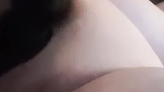 Hispanic uses body massager for play with her soak sticky snatch.