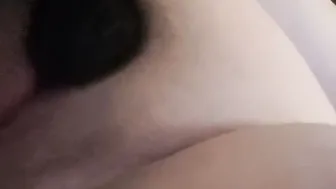 Hispanic uses body massager for play with her soak sticky snatch.